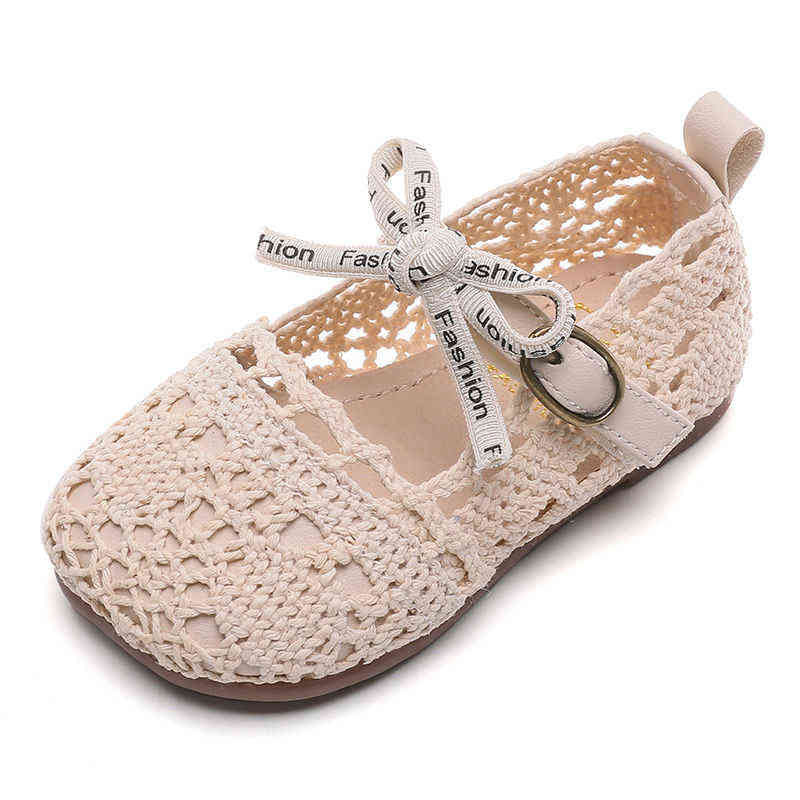 

2022 Baby Girls Shoes Spring Summer Soft-soled Toddler Shoes Children Princess Korea Style Single Shoes Breathable Mesh Sandals G220418