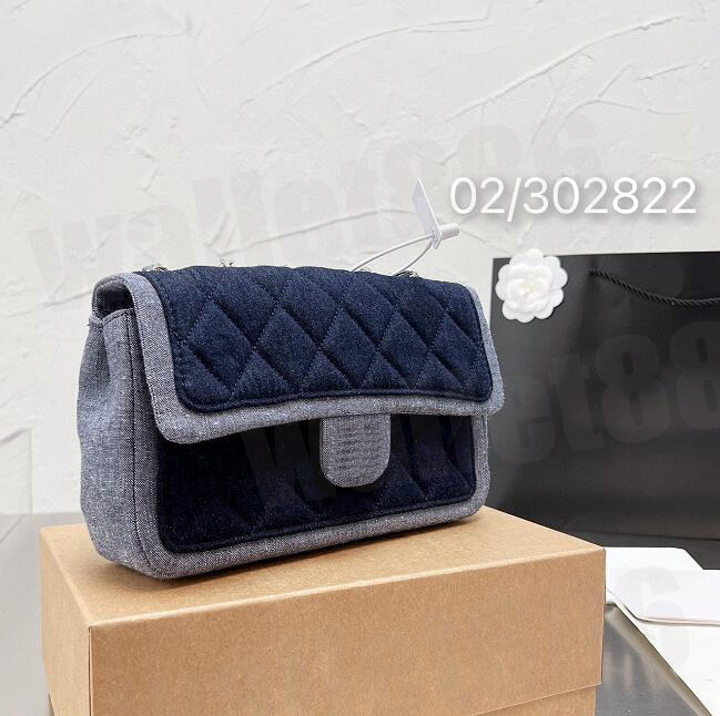 

Denim Blue Shoulder Bag Luxury Designer Women Cowboy Chain Crossbody Messenger Bags Totes Classic Brand Lady Canvas Flap Purses Handbags, 02(33*23cm)