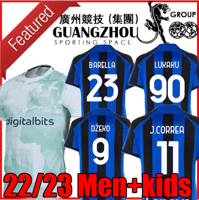 

S-4XL LUKAKU soccer jersey 22 23 BARELLA VIDAL LAUTARO ERIKSEN ALEXIS INTERS DZEKO CORREA AWAY THIRD MILANS UNIFORMS TOPs football shirt 2022 2023 men kids kit, Away+kids