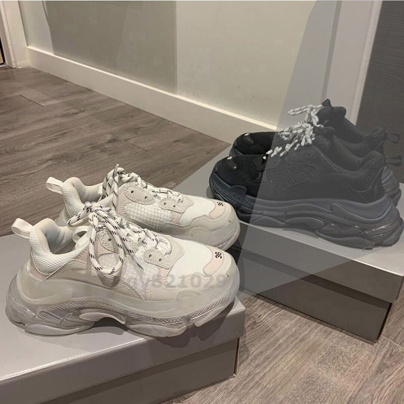

Newest Triple-s Clear Sole Casual Shoes Black Pink Green Grey Red Blue Orange Purple mens women Platform Beige Turquoise light Tan Fluo Yellow White Writing z87, Color 1