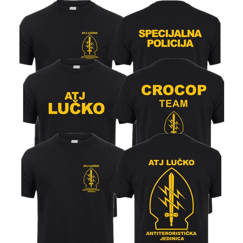 

Men's T-Shirts ATJ LUCKO T Shirt Man Cool Croatian T-shirt Short Sleeve Terrorism Special Unit Force Tshirt Tops -5XL QR-016, As picture