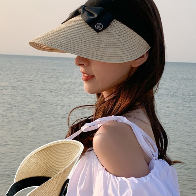 

Panama Straw Sun Hat Women Bow Women s Summer Visor Cap Fashion Fishing Bob Empty Top s 220616, Beige