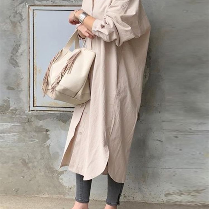 ZANZEA femmes automne Robe d'été élégante longue chemise Robe revers cou manches solide Vestido décontracté ample travail robes Robe Femme 220521