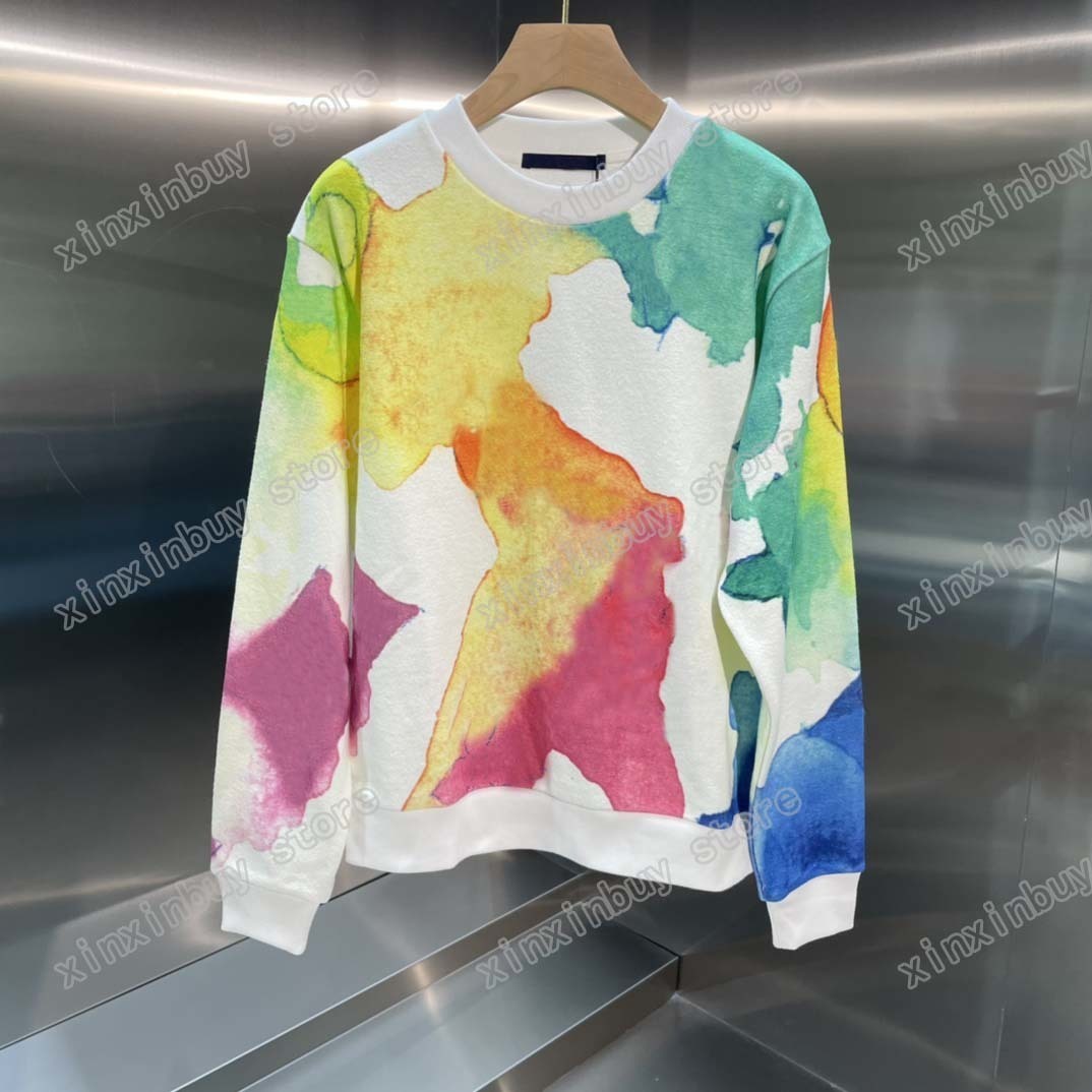 

21ss mens tracksuits women designer Sweatshirts Hoodies Multicolor Watercolor print casual high quality fashion men wild top Blue Coffee, Red
