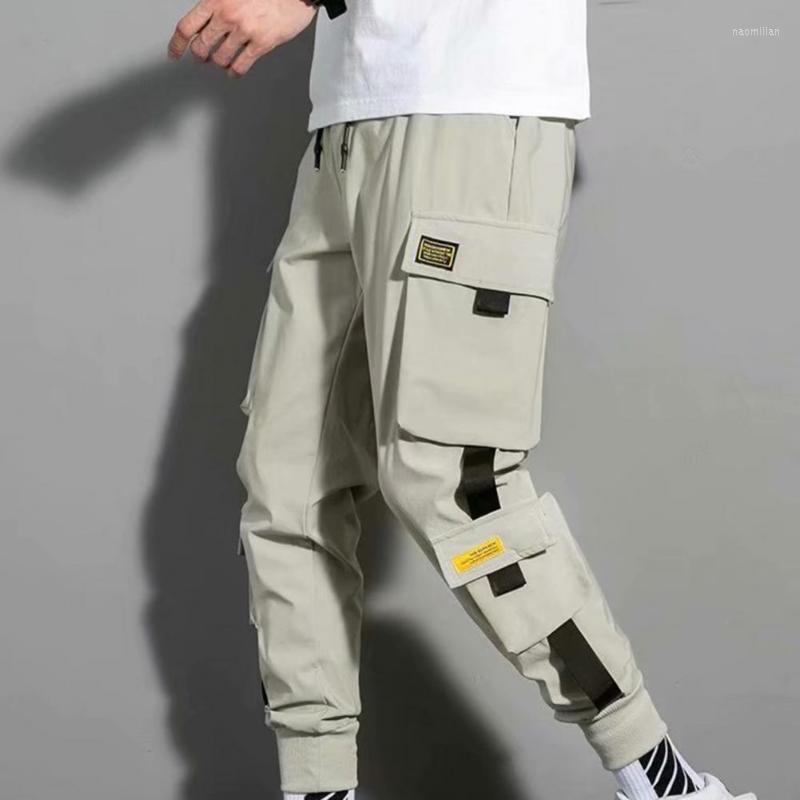 

Men's Pants Men Cargo Side Pockets Stretchy Waist Drawstring Strap Decor Ankle-banded Jogger Daily ClothesMen's Naom22