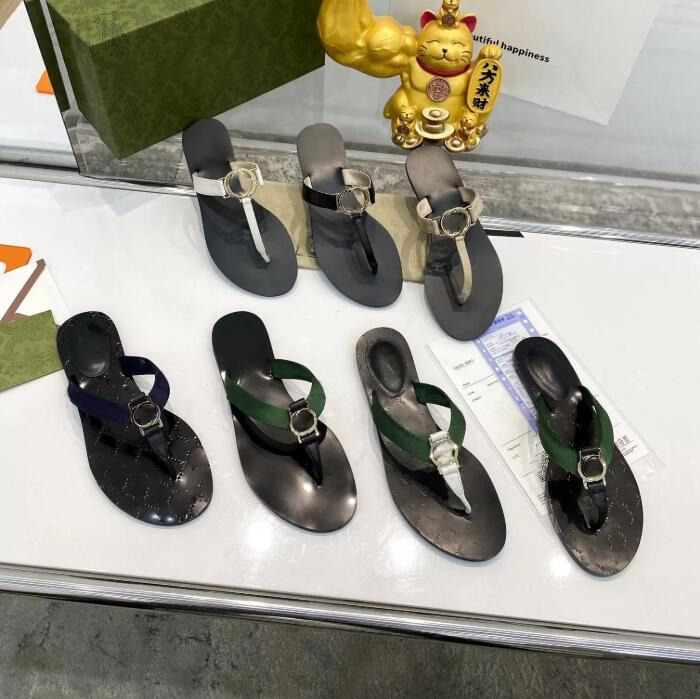 

Leather Thong Sandal Women Men Fashion Designer Slippers Fashion Thin Flip Flops Shoes Summer Beach Casual Slides Black White Size 35-46, Color 7