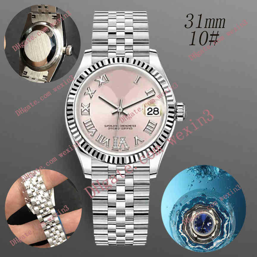 

Diamond woman watch 31mm gray Roman numerals golden Jubilee band 2813 Automatic Steel swimming Waterproof Wristwatches, 01