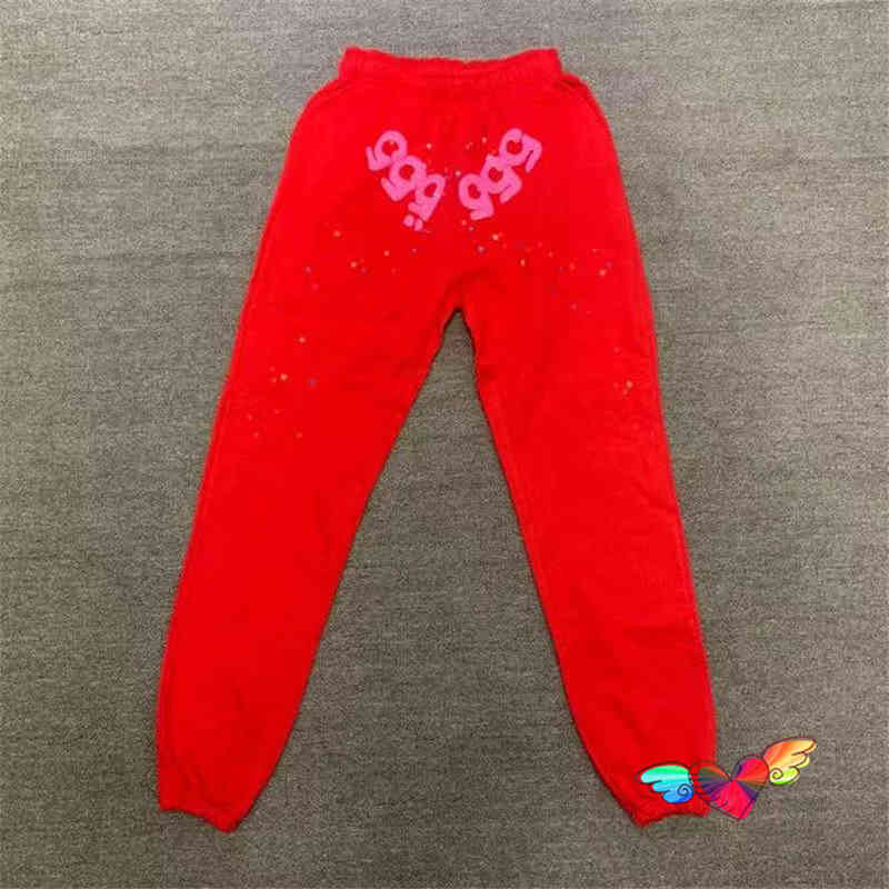 

2022 Red Sp5der 555555 Pants Men Women High Quality Angel Number Puff Printing Sp5der Sweatpants Joggers Terry Trousers