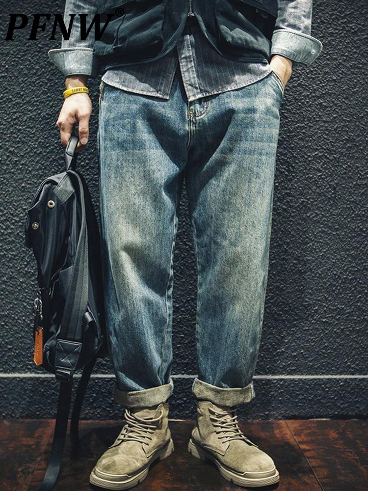 

Men's Jeans Autumn Tide Straight For Men Loose Fashion Brand Harlan Pants Denim Trousers Avant Garde 12A4176Men's, Blue