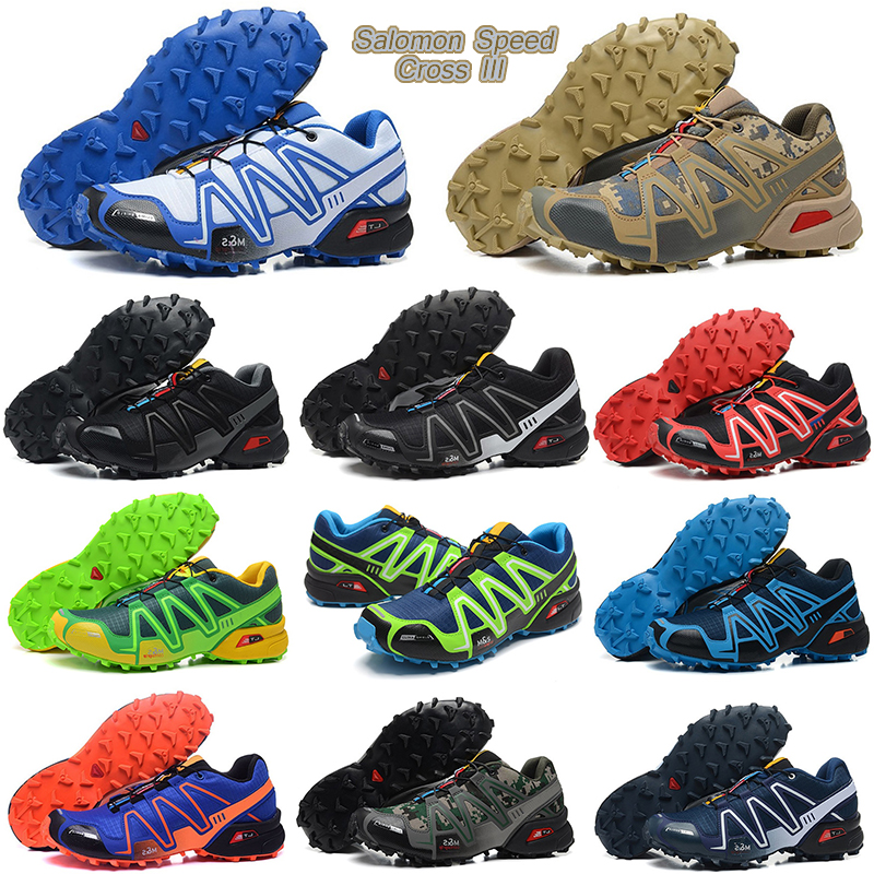 

running shoes Salomon Speed Cross 3.0 III CS mens Black red white Dark blue apple green yellow men trainers outdoor sports sneakers 40-46, 3 dark blue grass green 40-46