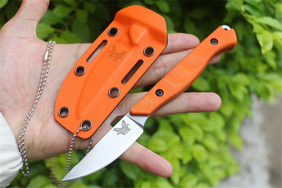 

Benchmade 15700 Flyway Fixed Blade Knife 2.7" CPM-154 Satin Blade, Orange G10 Handles Outdoor Survival Hiking Self-Defense EDC Tactical Knives 15017 15500 Tools