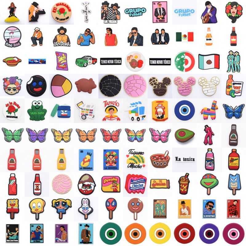 

2022 New glowing Evil Eye Croc charms anime blood in blood out Halloween Horror Mexican Butterfly for Croc Shoe Decoration Charm