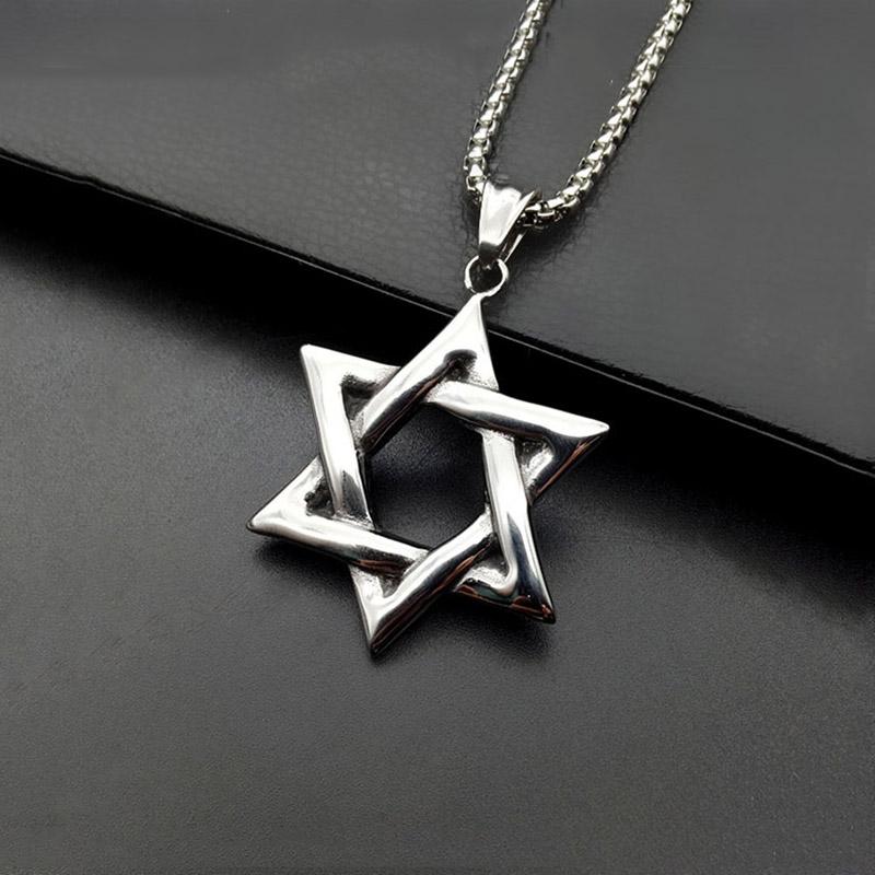 

Pendant Necklaces Star Of David Israel Chain Necklace Women Stainless Steel Judaica Silver Color Jewish Men JewelryPendant