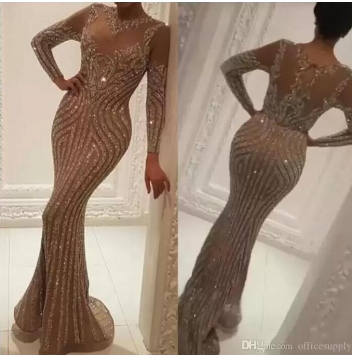 2022 robes à manches longues tenues de soirée cristaux de luxe or robes de soirée robe de bal de célébrité BC2554 B0607X01