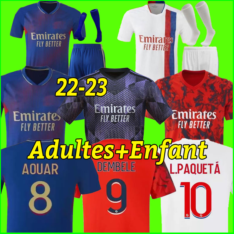 

22/23 Maillot Lyon player Fans version soccer jerseys 2022 2023 Lyonnais Jersey Maillot de foot OL football shirts TRAORE MEMPHIS men kids kits set socks suit, Third