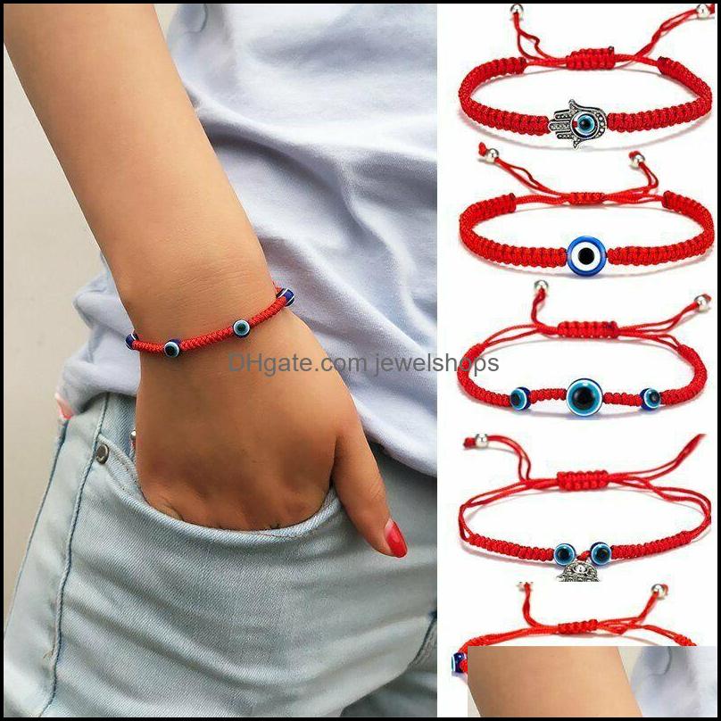 

Wholesale Beaded Strands Adjustable Wrap Rope Anklet Blue Devil Eye Bracelet Creative Designed Braided Evil Eyes Delicate Handmade Drop Del