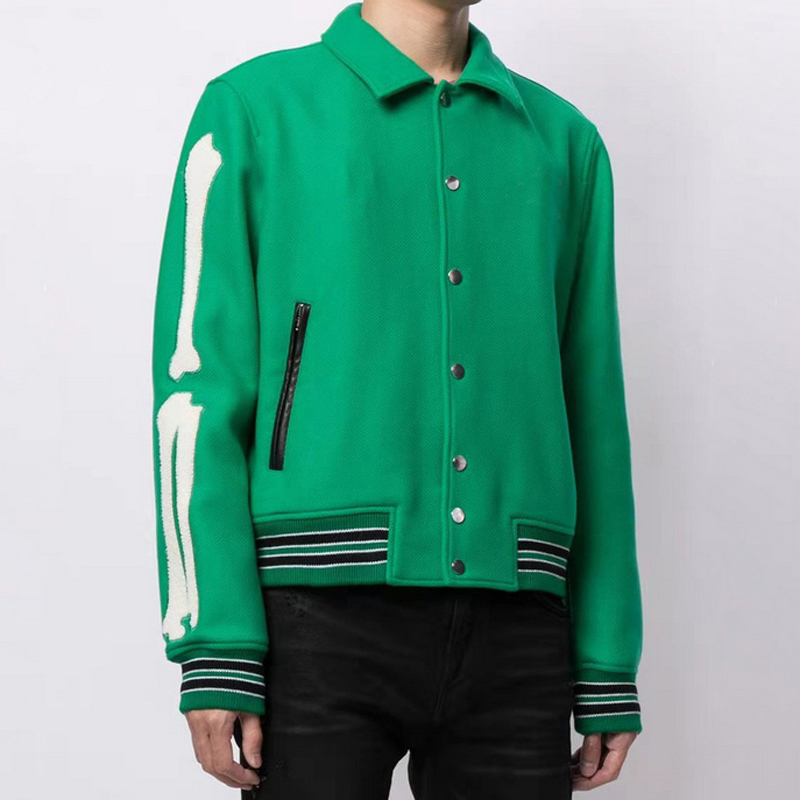 

21FW Bone Embroidery Baseball Jacket Man Women Fashion Coat Oversize Baseball Uniform FZJK102, 999