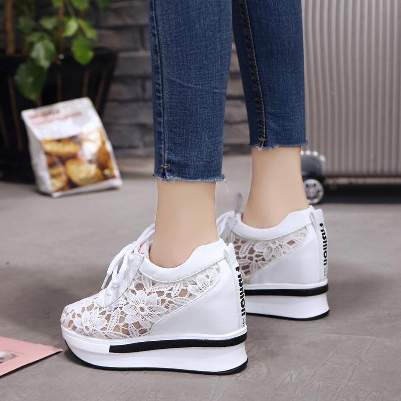 

Sandals 2022 Summer Lace Breathable Sneakers Women Shoes Comfortable Casual Woman Platform Wedge, Black
