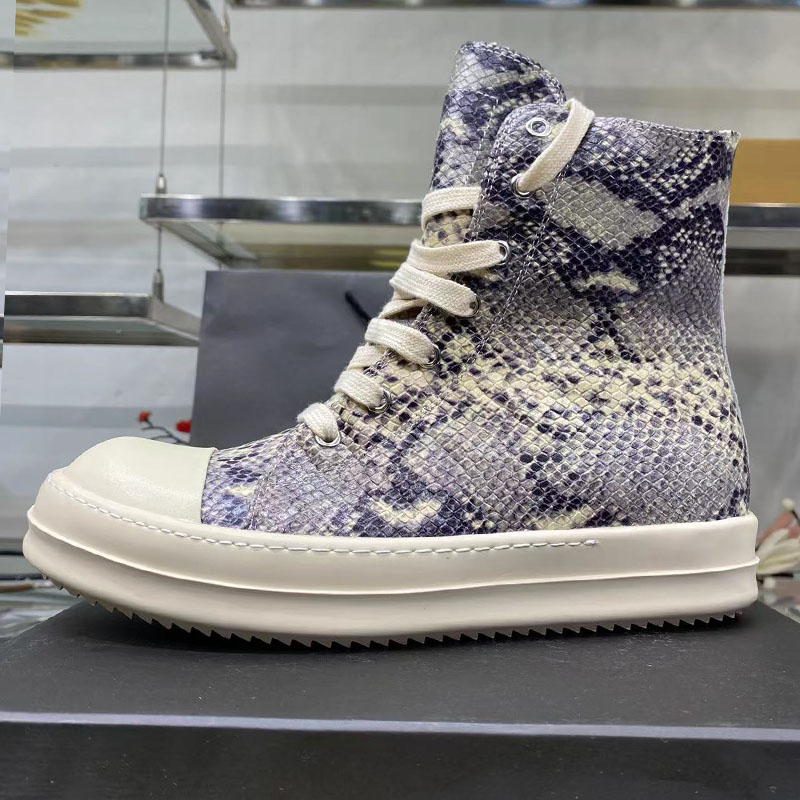 

Soft Leather Men Ankle Boots Snake Print Design Man Shoe Big Size Casual Sneaker E50-17