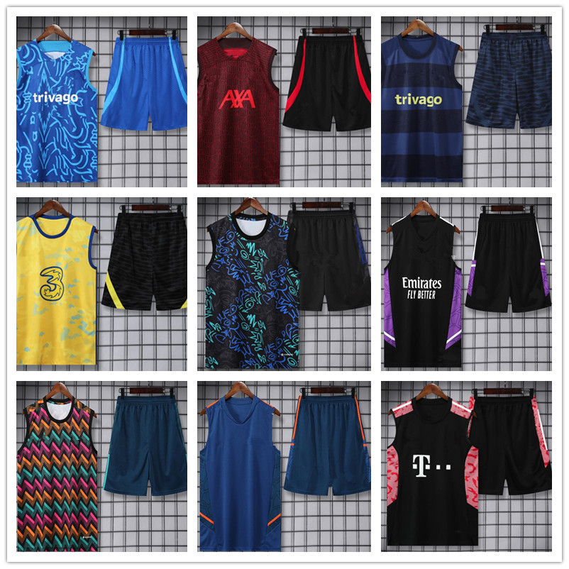 

Men sleeveless Football training Madrides Tracksuits kit 2022 23 summer shirt shorts soccer vest T-shirt jogging tracksuits suit