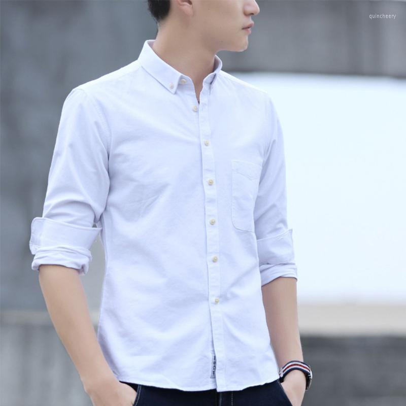 

Men's Dress Shirts Summer Casual Shirt Men's High Quality Pure White Slim Fit Long Sleeve Asian Size 38-44Men's Quin22, 005