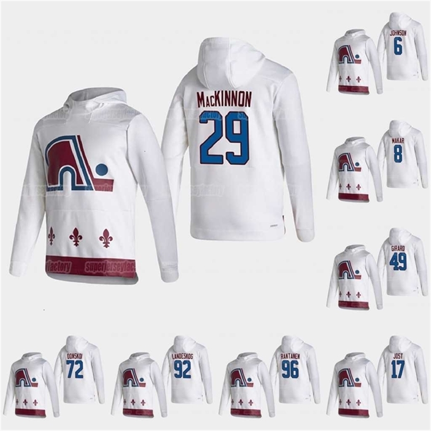 Xfl2020 2021 Reverse Retro Jersey Nathan MacKinnon Cale Makar Mikko Rantanen Gabriel Landeskog Samuel Girard Erik Johnson Hoodie