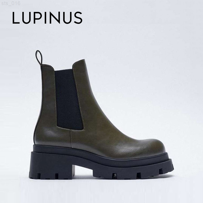 

LUPINUS Fashion Slip On Flat Women Chelsea Boots 2022 New Warm Fur Ankle Boots For Women Chunky Heel Platform Women Ankle BootsT220718, Black
