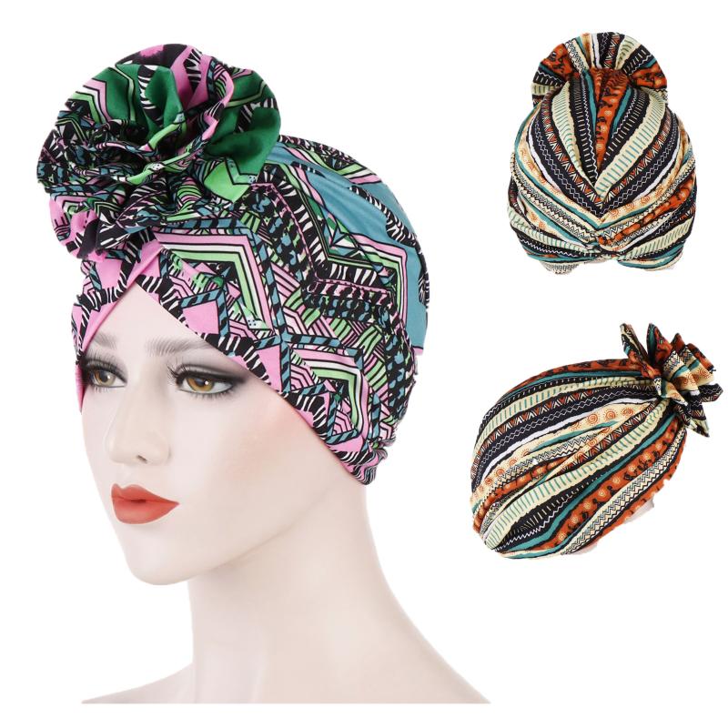 

Berets Arab Wrap Women Head Scarf Turban Caps Trendy Printed Hijab Bonnet Bohemian Ethnic Inner Cap Muslim Headdress Headwear