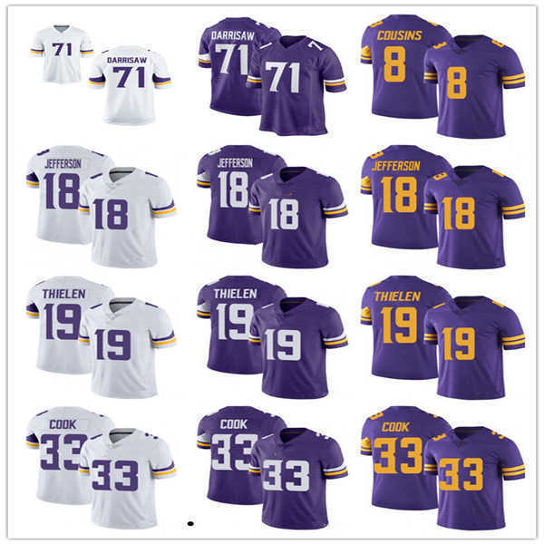 

Football Jerseys custom Minnesota''Vikings''19 Adam Thielen 18 Justin Jefferson 4 Dalvin Cook 16 Lewis Cine 22 Harrison Smith 99 Danielle Hunter, Colour
