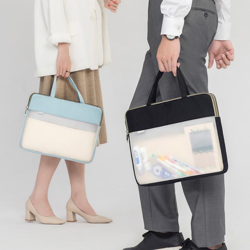 

Briefcases Portable Translucent Briefcase High Capacity Office Necessary File Organize Handbag A4 Material Storage Bag Accessories SuppliesB, Yellow