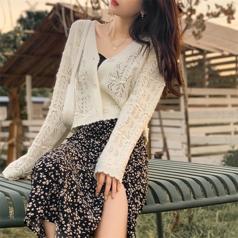 

MISHOW Autumn Cardigan For Women Hollow Out Fashion Slim Sweater Casual Long Sleeve Clothing MX20C5287 201203, Beige