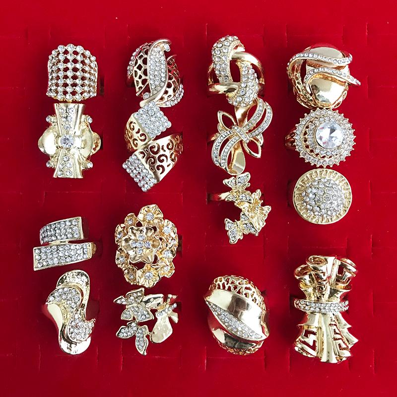 

Wedding Rings Arab Trend Metal Ring Jewelry Women Inset Crystal Algerian Dress Finger Accessories Ethnic Style