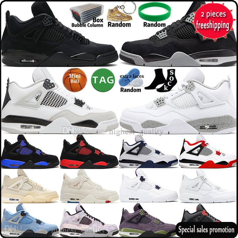 

2022 Sail Military Black Cat Oreo 4 4s Mens Basketball Shoes University Blue Thunder Fire Red Blank Canvas Bred Canyon Purple Metallic Men Sports NB