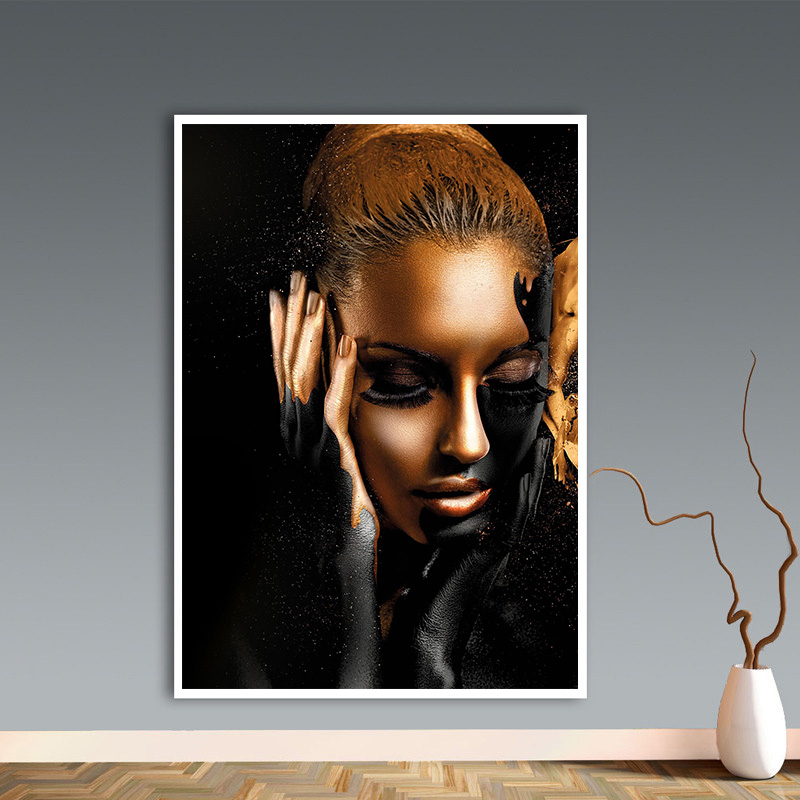 

Black Gold Nude African Art Woman Oil Painting on Canvas Cuadros Posters and Prints Scandinavian Wall Picture for Living Room