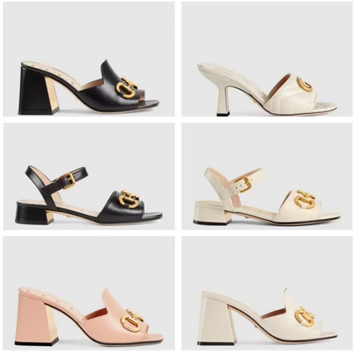 

2022 designer slides Women flip flops Leather Women sandal with Double Metal, # 8