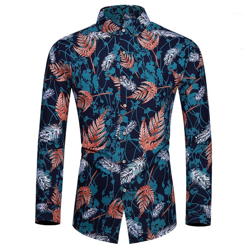 

Autumn Flower Printed Men Long Sleeve Shirt Plus Size 5XL 6XL 7XL Male Holiday Party Casual Slim Dress Shirts Chemise Homme Men's, 251 white