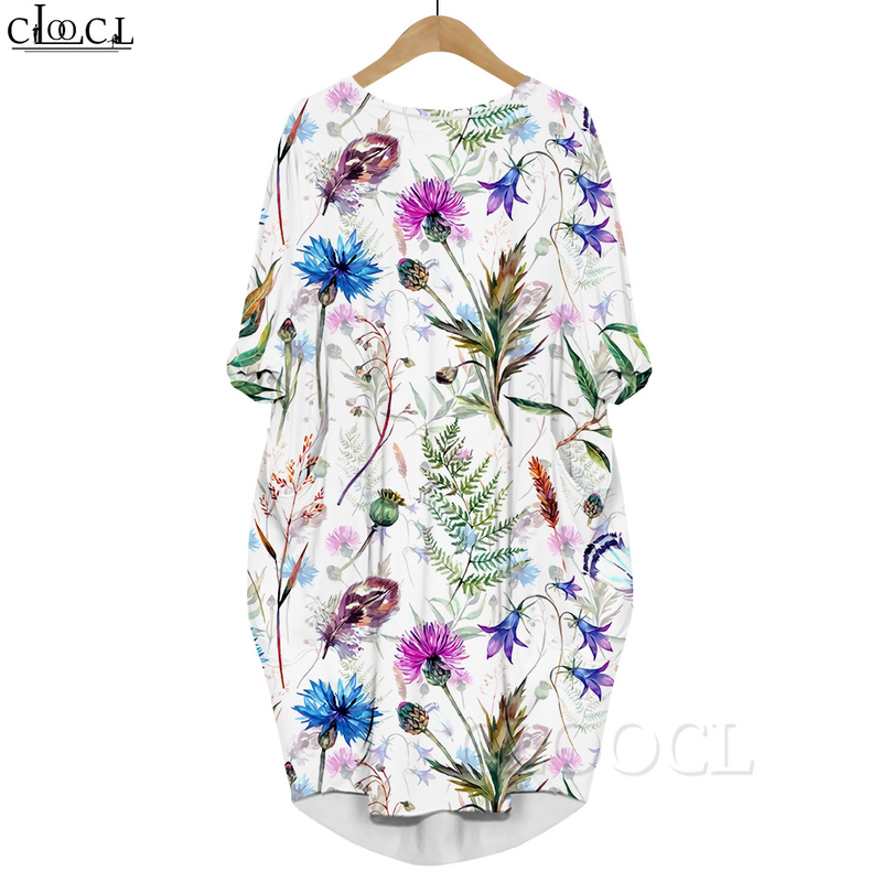 

Women Beautiful Floral 3D Printed Dress Long Sleeve Gown Pocket Round Neck Loose Dresses Plus Size Dress Midi Dresses 220616, Long sleeved dress19