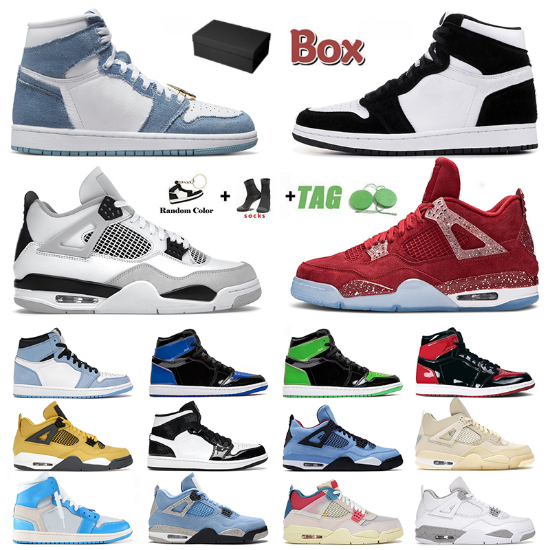 

Jorden1s Jorden4s Jumpman Basketball Shoes For Men Women Jorda Jorden 1 4 Cactus Jack 1S Manila 4S IV Black Canvas Cat Denim High OG Dark Mocha Sneakers Big Size 13, 36-46 mid dutch green