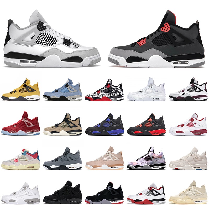 

4 4s IV Mens Basketball Shoes University Blue Canyon Purple Jumpman Red Thunder Military Black Off Bred Starfish Sneakers Trainers, 37