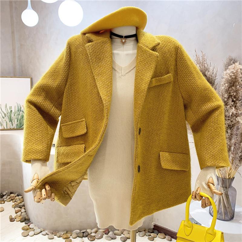 

Women's Wool & Blends Niche Design Clothing 2022 Autumn Winter Loose Thickened Double Breasted Woolen Coat Blazers Jacket TopWomen's, Black