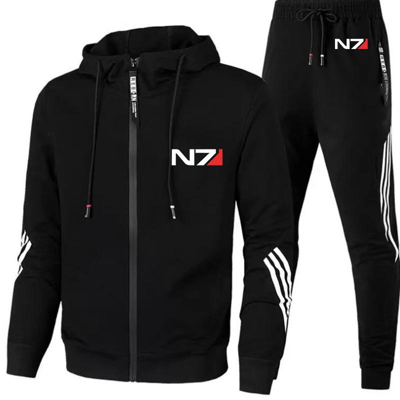 

Men' Tracksuits Mass Effect N7 Mens Casual Sport Fashionable Hooded Sweater Pants Autumn Jogging Sportswear Cardigan Comfortable SuitMen
