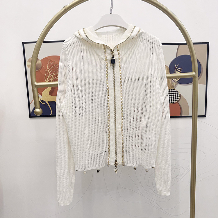 

719 2022 Milan Runway Autumn Summer Brand Same Style Sweater Long Sleeve Hooded Black White Striped Pullover High Quality Womens pingyi