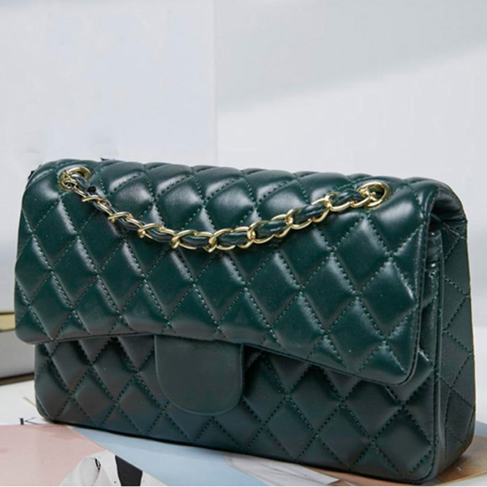 

Designer top custom luxury brand bag Channel 2022 handbag genuine leather cowhide gold and silver chain slanted shoulder CF2.55 black pink white 07, #13