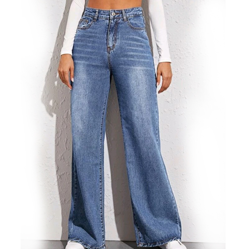 

Women's Jeans High Waist Female Fashion Wide Leg Pants Women Comfortable Casual Trousers Loose Denim Jean Pants LK, Blue