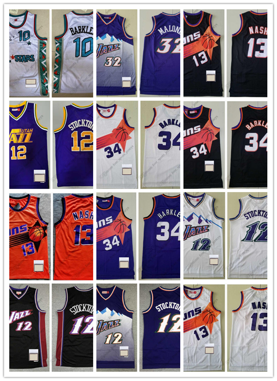 

2022 new Retro Mitchell and Ness Basketball Jerseys 10 34 Charles Barkley 13 Steve Nash 12 John Stockton 32 Karl Malone