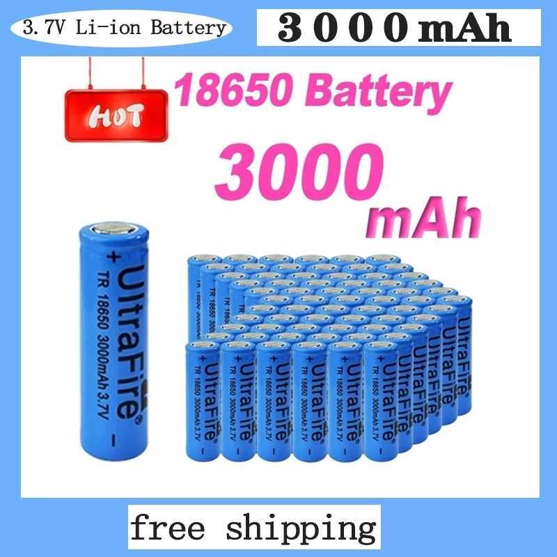 

100pcs 3.7V 18650 3000mah Rechargeable Power Battery Lithium Ion Flashlight Night Light Small Electronic Tool Toy