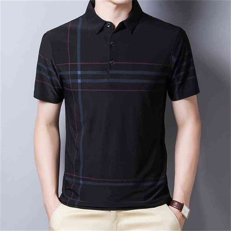 

Ymwmhu Fashion Slim Men Polo Shirt Black Short Sleeve Summer Thin Shirt Streetwear Striped Male Polo Shirt for Korean Clothing 220702