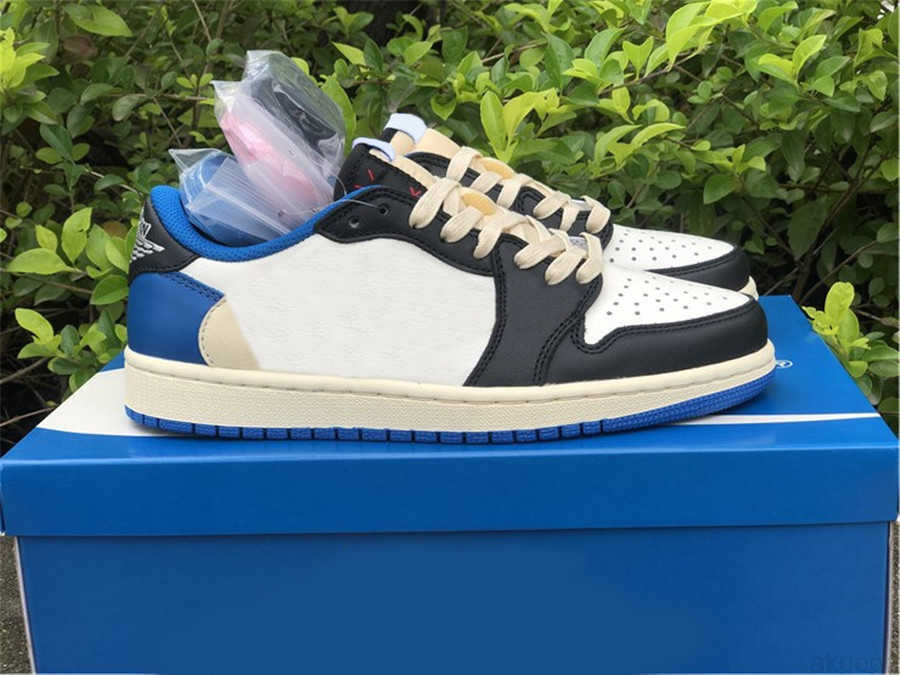 

Travis Scotts Fragment Authentic 1 Low Military Blue 6 British Khaki Men Basketball Shoes 1s High Og Ts Cactus Jack Dm7866-140 Sail