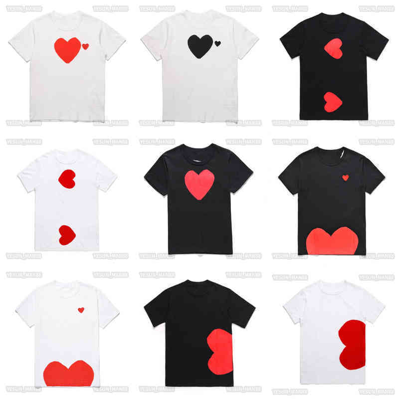 

Designer Mens Play T White Eyes Big Red Peach Heart Embroidery Printed Commes Fashion Women Shirts High Quanlity Tees, 23