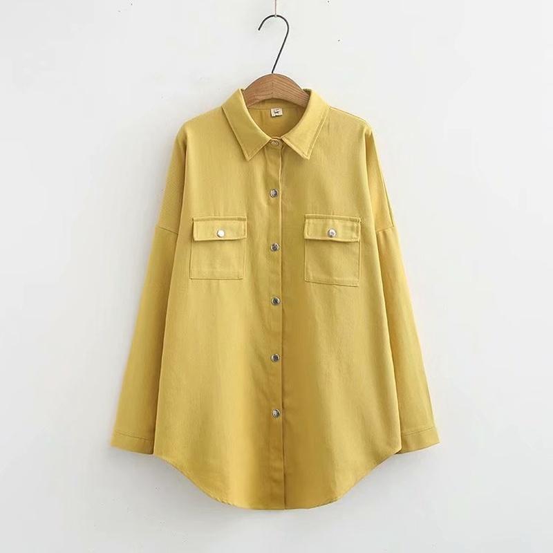 

Women's Blouses & Shirts Plus Size -4XL Women Long Blouse White,Yellow Sleeve Drop Shoulder Blusas With Pockets Casual Tops
